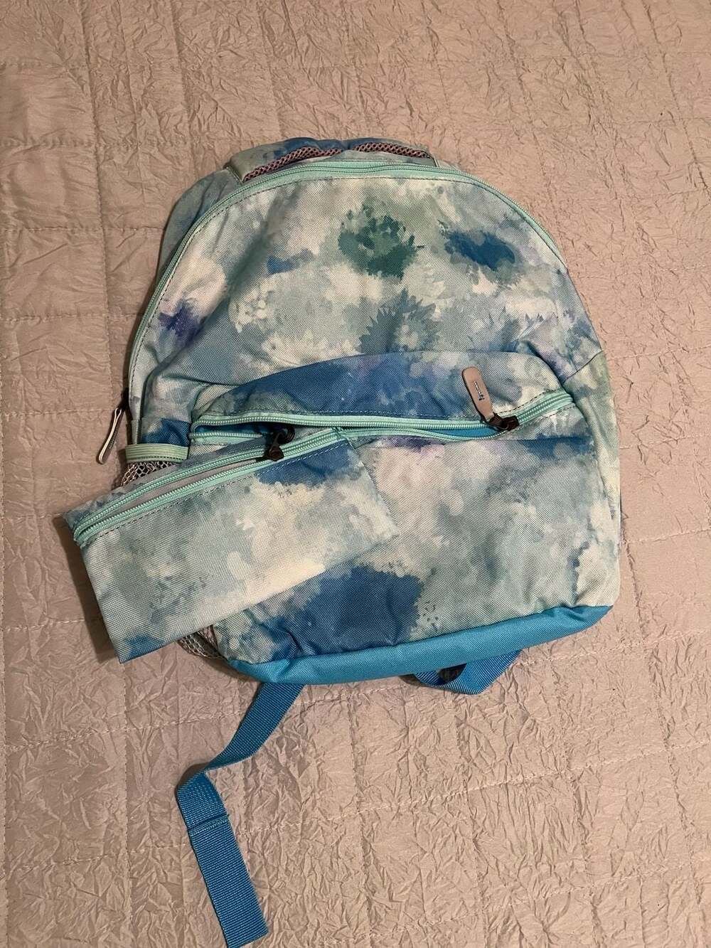 Blue,Mint Green & Purple Backpack With Pencil Holder And Eraser,New.